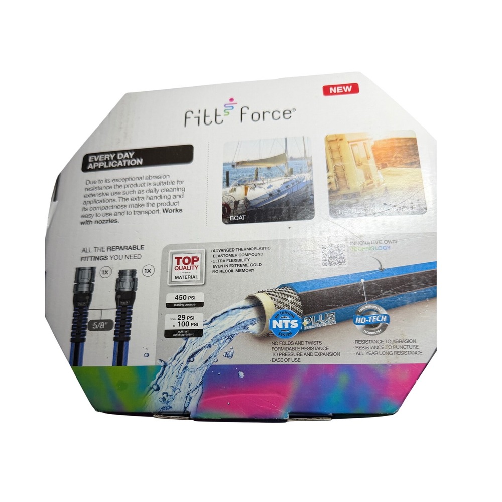 FITT Force 5/8" x 50' RV Marine Water Hose NEW Drinking Water Safe 450 PSI NEW